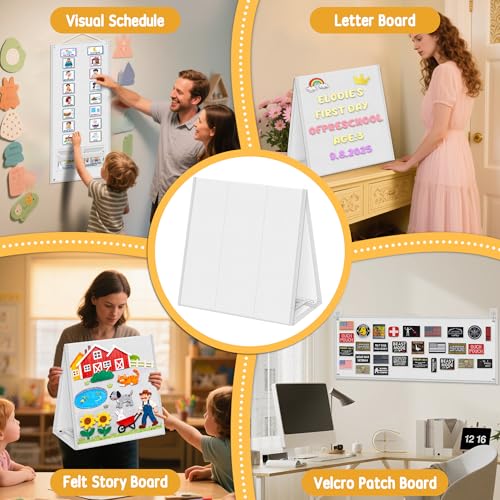 AKAYOK Foldable Felt Board for Toddlers, Double-Sided Flannel Board, White - color: 33" x 12"-Foldable & Expands-White