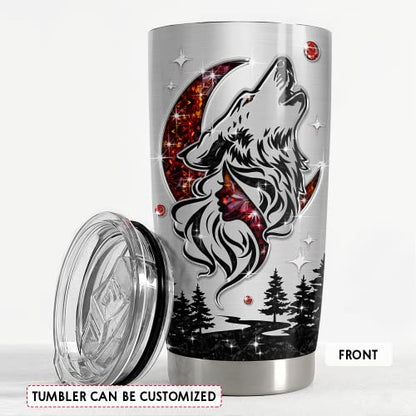 SANDJEST Personalized Wolf Tumbler with Customize Name Jewelry Drawing 20oz 30oz Tumbler with Lid Gift for Woman Man Friend Wolf Lovers - color: Wolf