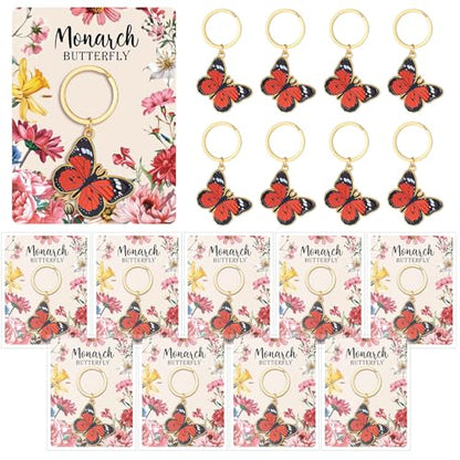 Yinkin 24 Sets Monarch Butterfly Keychains with Card Butterfly Shape Charms for Backpack, Handbags Mothers Day Gift Bulk for Girls Women Nature Lovers Summer Party Birthday Gift Decor - style: Monarch Butterfly