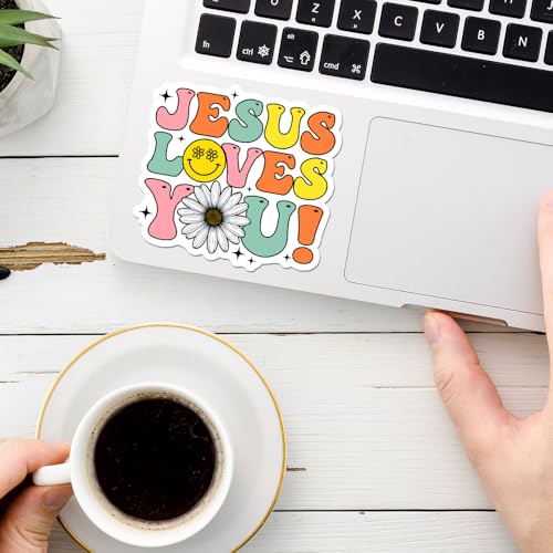 Jesus Stickers 3Pcs God Decals Vinyl Waterproof Journaling Aesthetic Christian Faith Jesus Stickers for Water Bottles, Phone Laptop (Jesus Loves You) - color: Jesus Loves You