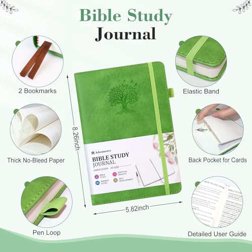 Bible Study Journal Scripture Notebook - Christian Note Taking Kit with Guided Prompts - Inspirational Religious Gifts - Faith Based Stationery Supplies for Church Notes (Light Green) - color: Light Green
