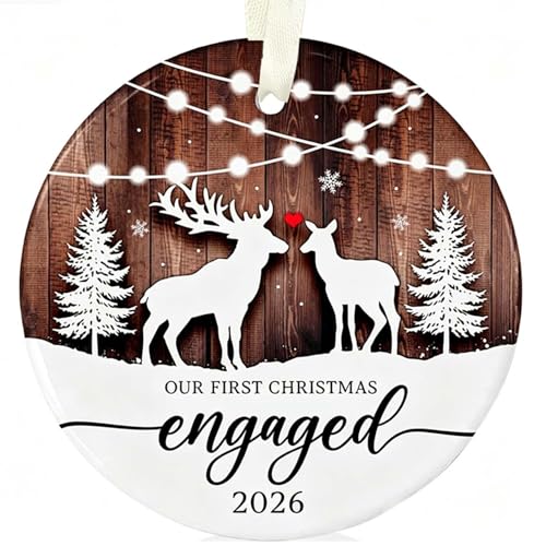 Engagement Gifts for Couples 2024 - Our First Christmas Engaged Ornament, Engaged Ornament - Christmas Decor Ornament - color: Engaged