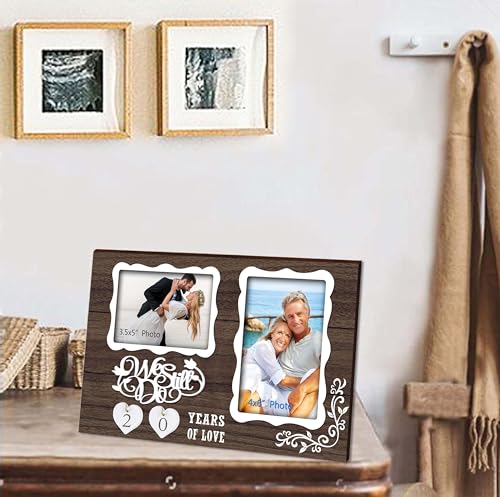 EXQUIDECA We Still Do Double Picture Frame Holds 4X6 Inches and 3.5X5 Inches,1-99 Years of Love Anniversary Wedding Marriage Blessing Gifts for Couples - color: black - we still do frame