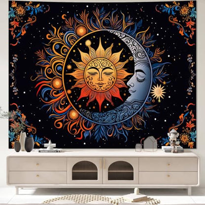 Apdidl Sun and Moon Boho Tapestry, Hippie Mandala Tapestries Wall Hanging - color: D-Boho Sun Tapestry, size: 90"L x 71"W