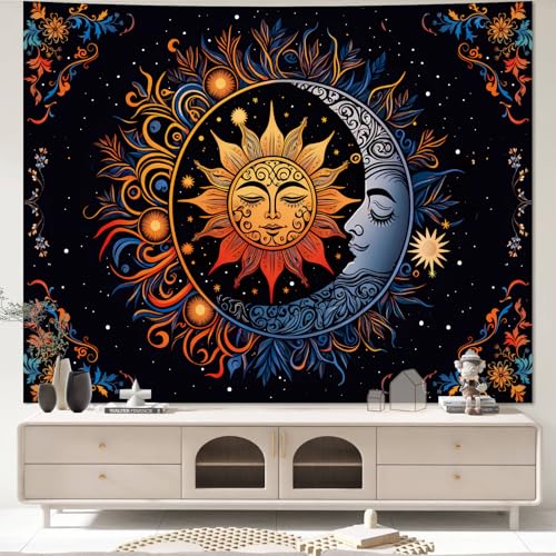 Apdidl Sun and Moon Boho Tapestry, Hippie Mandala Tapestries Wall Hanging - color: D-Boho Sun Tapestry, size: 90"L x 71"W
