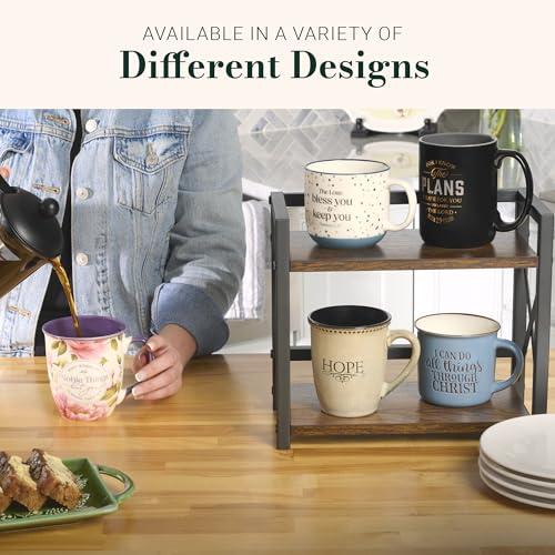 Christian Art Gifts Large Ceramic Scripture Coffee & Tea Mug for Women - color: White & Purple/Noble Things