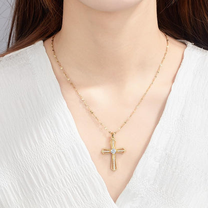 Exquisite Stainless Steel Cross Necklaces,A Perfect Blend of Gothic Style and Christian Faith, Suitable for Men and Women, Fashionable Accessories, Hypoallergenic Material - color: Rhinestone
