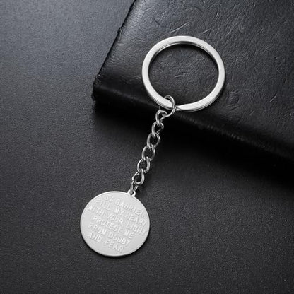 TEAMER Saint Gabriel Keychain Guardian Blessing Hope and Protection St. Gabriel Archangel Keychain Religious Jewelry - color: Silver