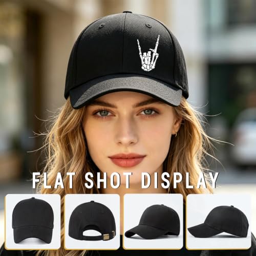 Baseball Cap for Men Cotton Baseball Hat Black Snapback Hats for Men - color: Skeletal Finger