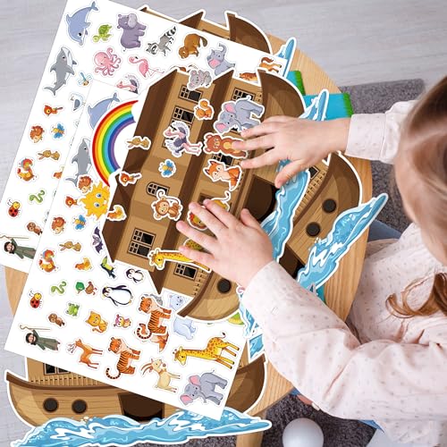 11 Set Noah's Ark Animal Sticker Scene Kit for Kids DIY Craft - color: A