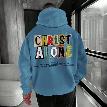 Christian Hoodies For Men Jesus Religious God Hoodie Faith Bible Verse Sweatshirt inspirational Cotton Pullover Tops - color: Deep Blue, size: Medium