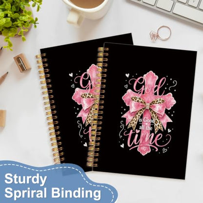 Pink Christian Religious Cross Notebook Journal for Women, 5.5x8.3 - color: white-Pink Religious Cross