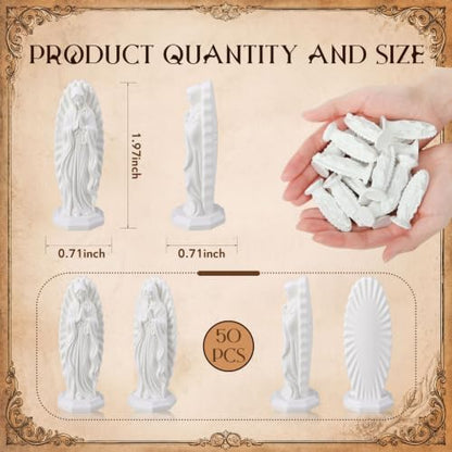Geelin 50 Pcs Little Mary Figure Resin Mini Tiny Virgin Mary Figurines Bulk - style: Pray