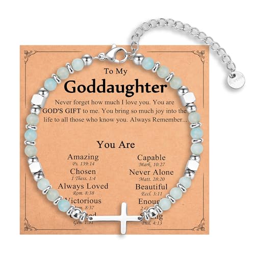 Religious Cross Bracelet for Women Girls, Christian Gifts - color: Goddaughter
