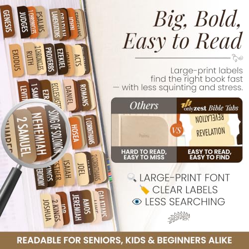 90 Christian Bible Tabs for Women, Men & Kids - Brown - color: Brown