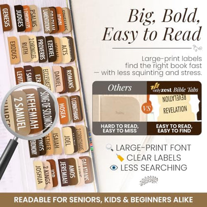 90 Christian Bible Tabs for Women, Men & Kids - Brown - color: Brown