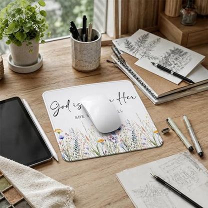 QIYUHOY Christian Inspirational Floral Mouse Pad, 9.5x7.9 Inch - color: God is Within Her