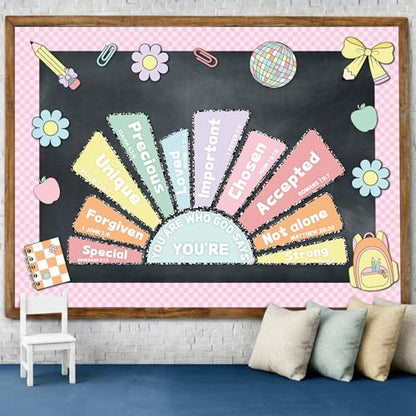 Gueevin 52 Pcs Pastel Christian Bulletin Board Decoration Set for Classroom