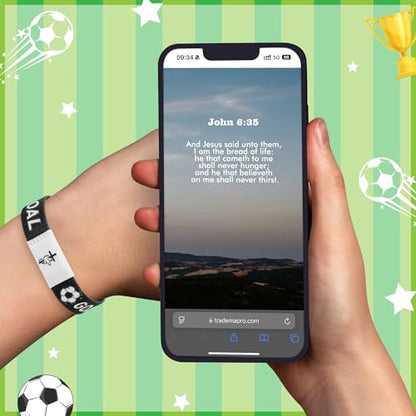 EYxsaxenk Colorful Religious Scripture Daily Bible Verse NFC Bracelets Set - color: Soccer