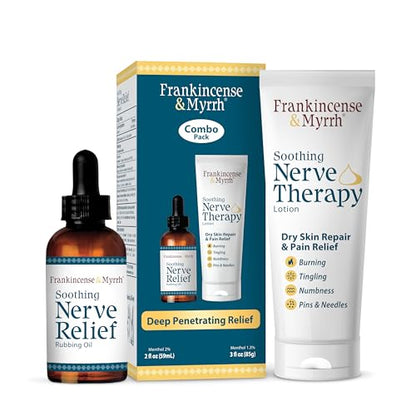 Frankincense & Myrrh Nerve Combo: Rubbing Oil 2 oz + Lotion 3oz, Neuropathy