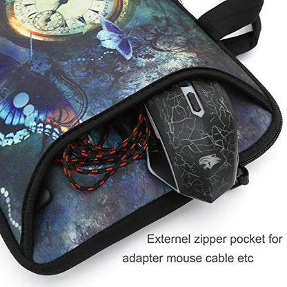 RICHEN 10 inch Messenger Bag Carrying Case Sleeve with Handle Accessory Pocket Fits 7 to 10-Inch Laptops/Notebook/Kids tablet (7-10.2 inch, Clock & Butterfly) - color: Clock & Butterfly, size: 7-10.2 inch