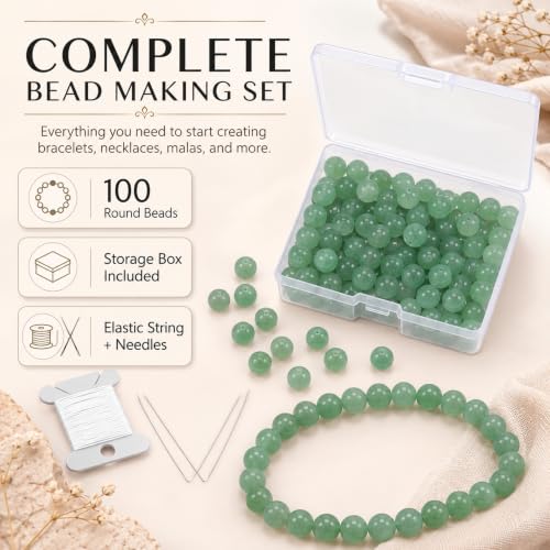 Cherry Tree Collection 100PCS 6mm Green Aventurine Round Bead Craft Kit - color: green aventurine, size: 6mm