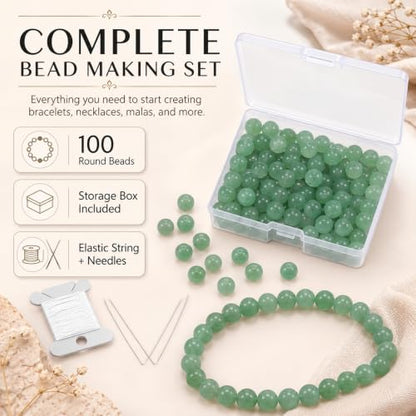 Cherry Tree Collection 100PCS 6mm Green Aventurine Round Bead Craft Kit - color: green aventurine, size: 6mm