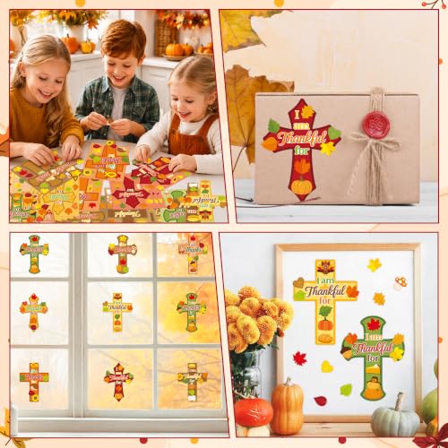 CY2SIDE Fall Thankful Cross Stickers - 40PCS Religious Face Sticker Game - style: Fall Thanksgiving Cross