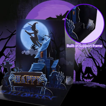 3D pop-up Halloween greeting card,Interesting Halloween card - color: Castle