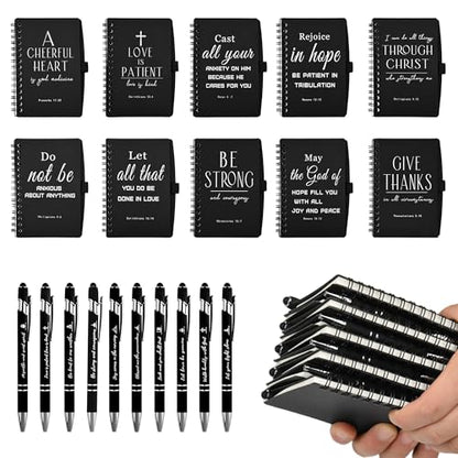 30 Sets Black Christian Prayer Journals with Pens, Christian Gifts for Men - color: black