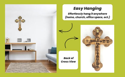 iHoly Land Crafts Catholic Wall Crucifix, Mother of Pearl & Relics, 11"x 7" - size: 11"L x 7"W