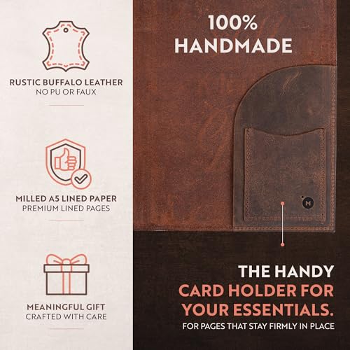 moonster Leather Journal for Men and Women – Full-Grain Buffalo Leather Bible Journal, Bible Study Journal, Daily Journal with Pen – Leather Notebook, Journals for Women, Sermon Notes Notebook Gift