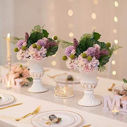 Sziqiqi White Metal Vase for Centerpiece, Table Flower Arrangements, 2Pcs - color: White, size: 9in-2pcs