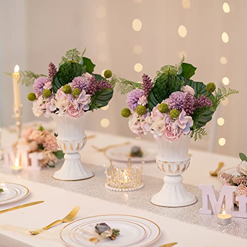 Sziqiqi White Metal Vase for Centerpiece, Table Flower Arrangements, 10Pcs - color: White, size: 9in-10pcs
