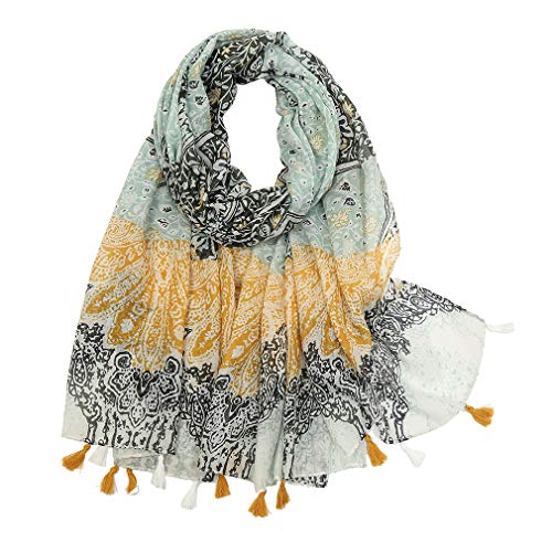 Yeieeo Boho Scarf for Women Lightweight Floral Printed Scarf Fall Winter Fashion Fringed Shawl - color: Floral 4