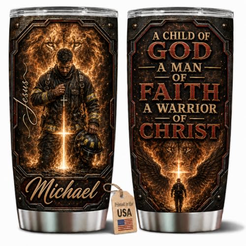 Personalized Christian Gifts For Men - Bible Faith Man Of God Warrior Christ Tumbler V10 - A Child Of God Religious For Dad, Husband, Grandpa on Fathers Day, Christmas, Birthday - color: CH-VAR-10