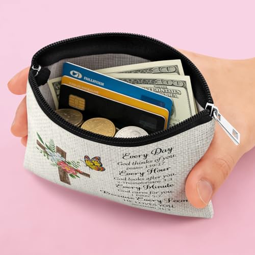 Christian Religious Coin Purse for Women Faith Scripture Gift Inspirational Bible Verse Themed Present for Sister Daughter Her Coin Pouch Friend Teen Christmas Birthday Gift Zipper Change Pouch - color: Religious Gift