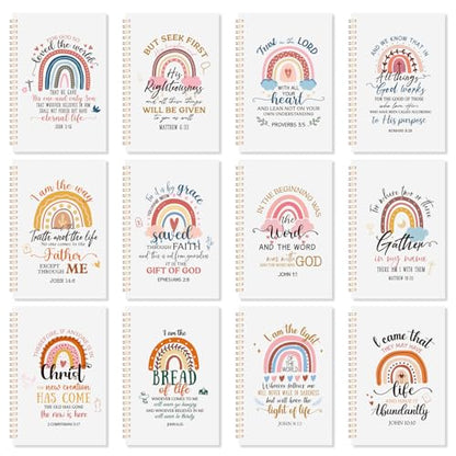 Supervitae 12 Pack Christian Journals Notebooks Gifts for Women,Rainbow - style: Rainbow