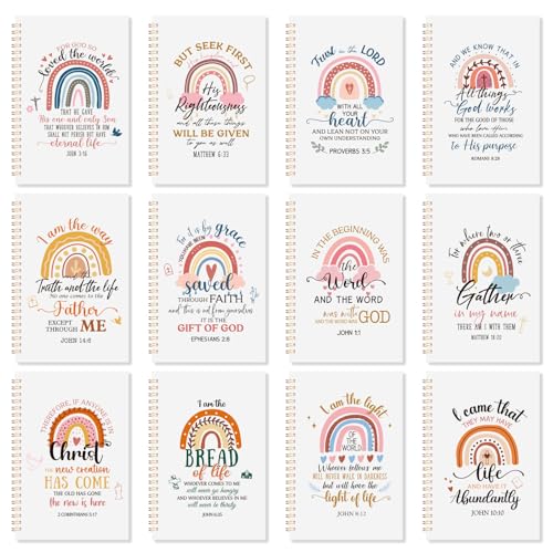 Supervitae 12 Pack Christian Journals Notebooks Gifts for Women,Rainbow - style: Rainbow