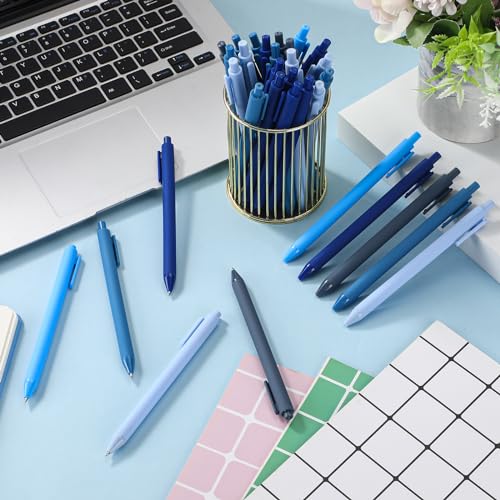 100 Pcs Ballpoint Gel Pens Bulk Retractable, Blue Series - style: Blue Series