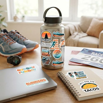 Running Stickers 34 Pack for Water Bottle, Laptop, Marathon and Track - style: Modern