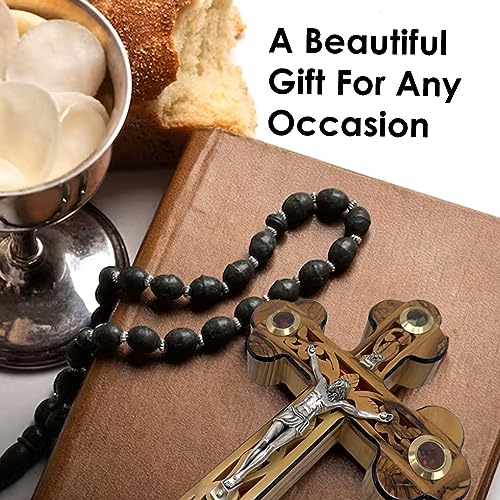 iHoly Land Crafts Mother of Pearl Olive Wood Crucifix Wall Cross, 9" x 6" - size: 9"L x 6"W