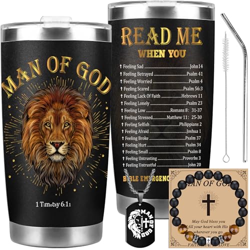 CRASHOT Christian Gifts for Men, Travel Tumbler Religious Gift Set