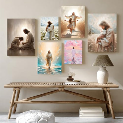 FASWQ Wood Framed Jesus Comforting Woman Christian Wall Art 24x36 in - color: JesusConfession(Wood), size: 36"L x 24"W