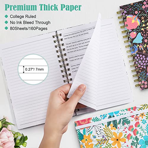 OMEYA Spiral Notebook, A5 Lined Journals for Women, College Ruled 160 Pages - color: Black Red Flowers, size: A5