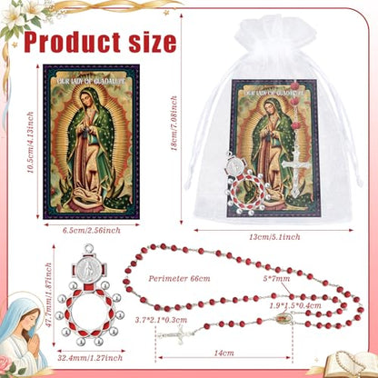 Cunno 40 Pcs Catholic Gifts Prayer Card Rosary Beads Necklace, Guadalupe - style: Guadalupe