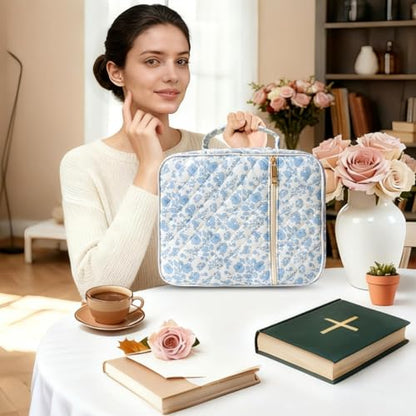 Bible Cover for Women (Blue Flower, Large) - color: A2 Blue Flower