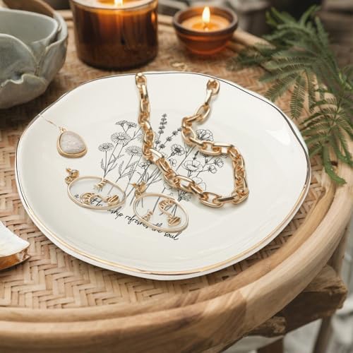 A Sweet Friendship Refreshes The Soul Ring Dish – Ceramic Jewelry Tray for Birthday, Bridesmaid, BFF, Inspirational Trinket Holder - color: A Sweet Friendship Refreshes The Soul-02