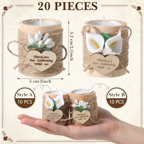 Mtlee 20 Sets Baptism Candle Favors for Guests, White, Thank You - color: White, style: Thank You