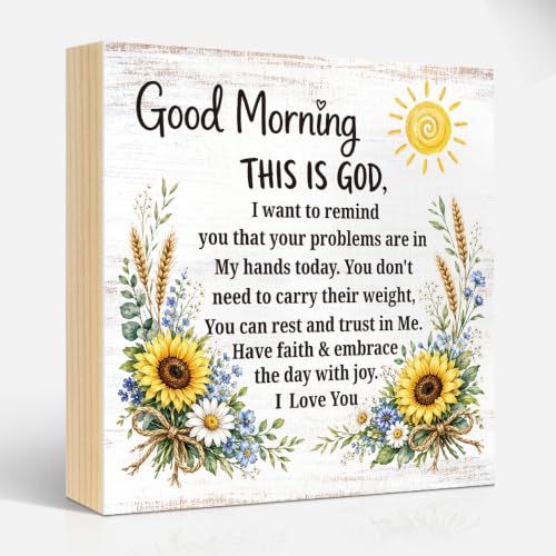 Funny Good Morning This Is God Christian Wooden Box Sign Gifts - color: Purple-Yellow